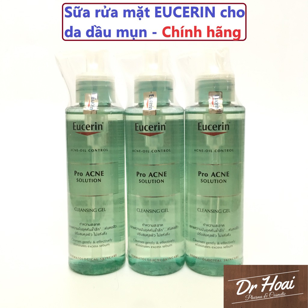 Sữa Rửa Mặt EUCERIN Cho Da Dầu Mụn - Eucerin Pro ACNE Solution Cleansing Gel 200ml Acne Oil Control Proacne