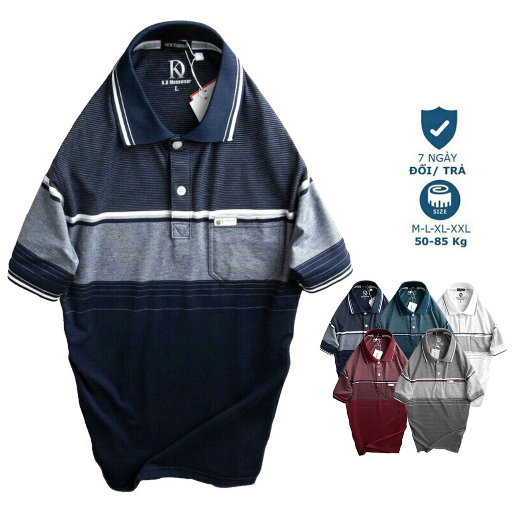 Áo Polo thun nam lớn tuổi có túi⚡️ Hàng VNXK ⚡️Áo thun nam trung niên có túi ( chất liệu cotton 100%)