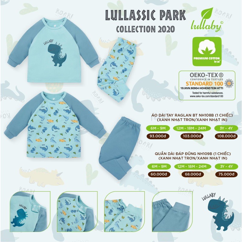 Bộ dài tay chất cottong 100% Lullaby mềm, mịn