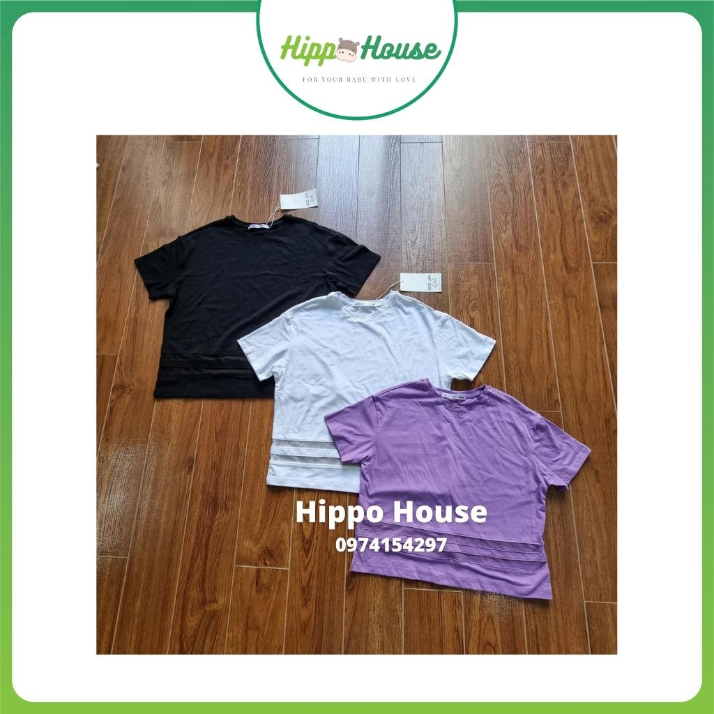 Áo phông Trơn Màu Cộc Tay Áo Thun cho Bé Gái Hippo House Size Đại 25 – 60kg Dáng Croptop Chất Cotton Mềm Mịn