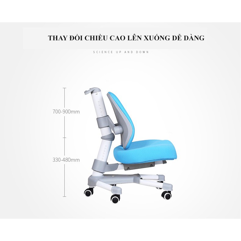 GHẾ HỌC SINH CHỐNG GÙ, CHỐNG CẬN CHO TRẺ EM MÀU XANH CB-601