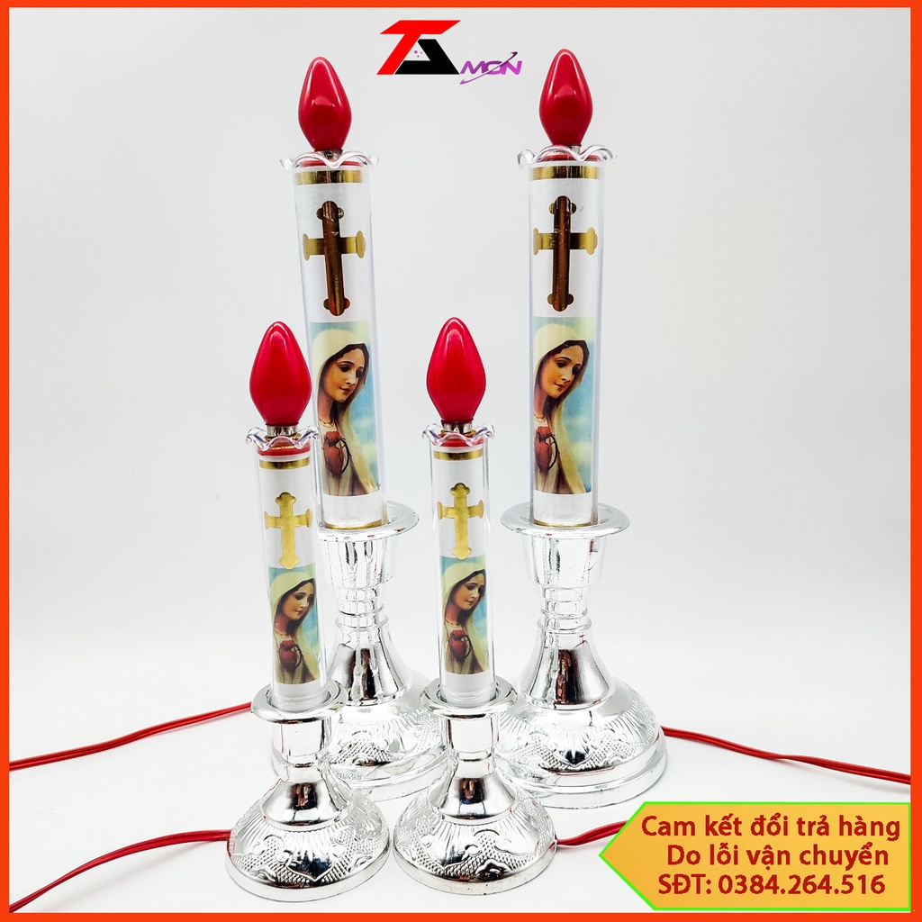 Giá cho 2 cây đèn nến thiên chúa, đèn trưng bàn thờ, gia tiên cực đẹp trang trí tủ thờ