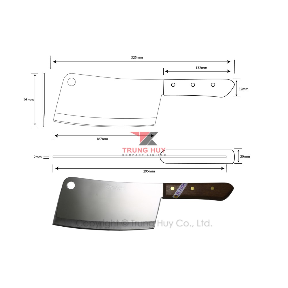 [KIWI THÁI LAN] - Dao chặt xương 850 cán gỗ