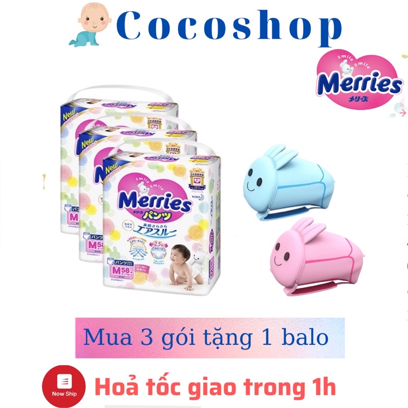 [Mua 3 bịch tặng 1 balo] Tã quần/ Tã dán Meries các size NB90/ S84/ M64/L54/ M58/ L44/ XL38/ XXL26