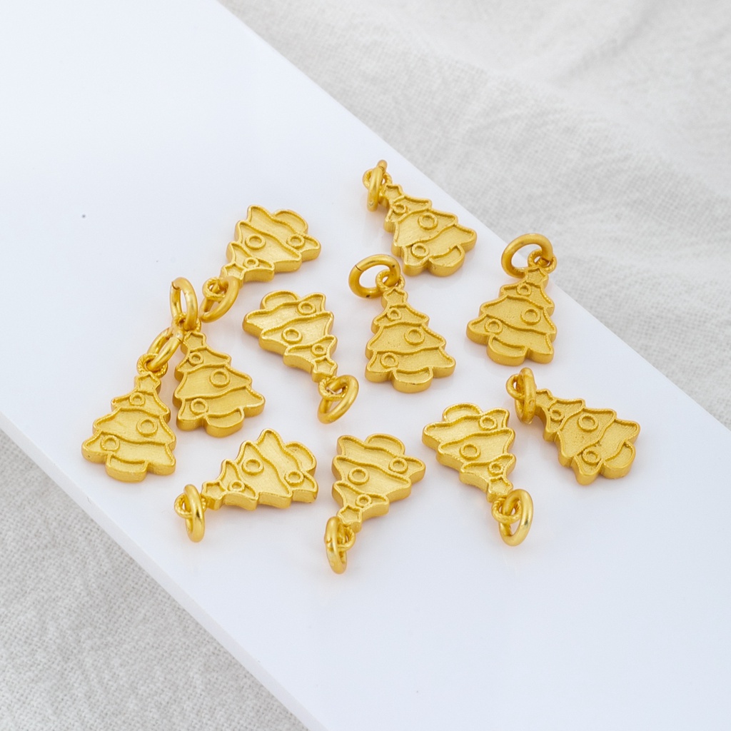 Mặt Dây Chuyền Hình Cây Thông Noel 8 * 13mm Mạ Vàng 18k diy