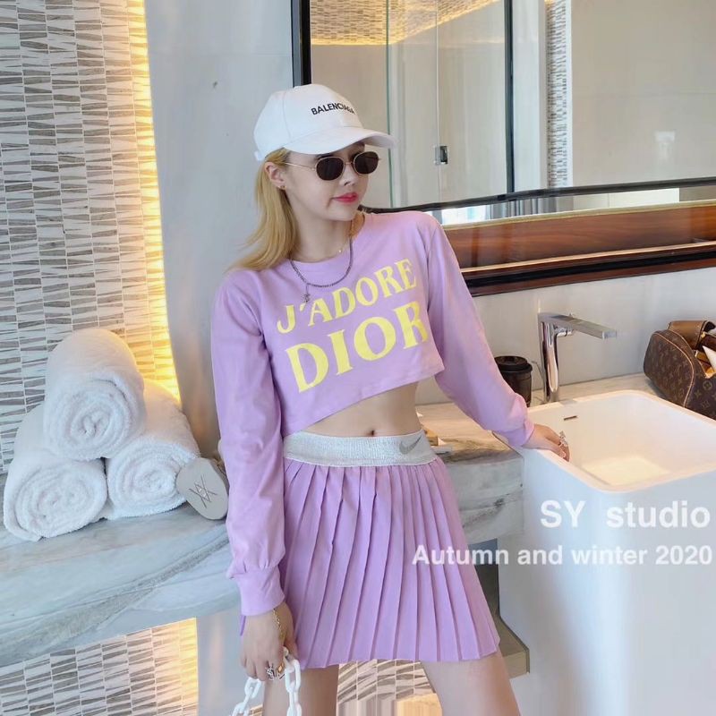 Áo phông croptop dài tay màu tím hoa cà hàng QC xả lỗ