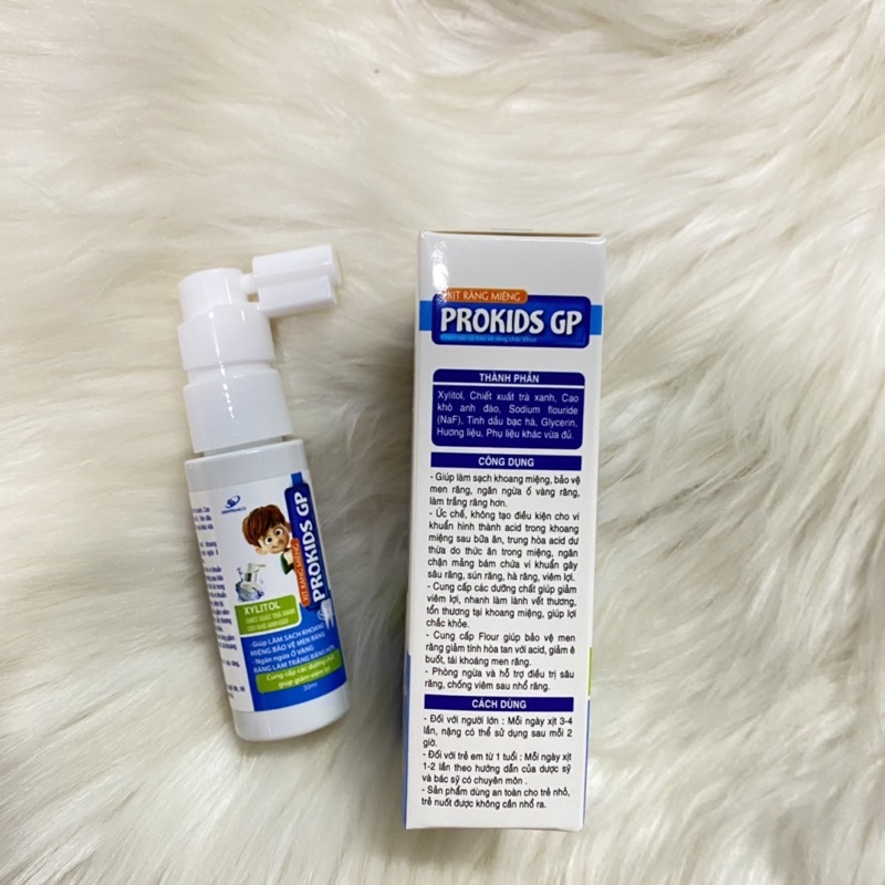 XỊT RĂNG MIỆNG PROKIDS GP hộp 30ml - Phòng chống sâu răng - Làm sạch khoang miệng với chiết xuất trà xanh, xylitol