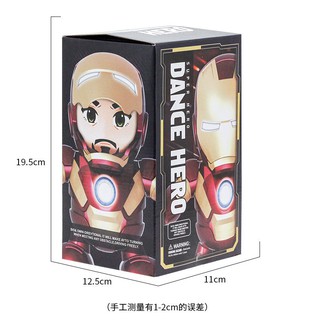 Đồ chơi robot Iron Man người sắt nhảy múa vui nhộn theo nhạc, có đèn Led, chất liệu ABS an toàn cho bé - Time365