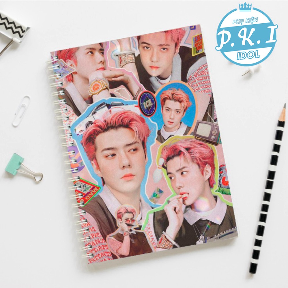 Sổ Còng NOTEBOOK IN HÌNH THÀNH VIÊN NHÓM NHẠC EXO SIÊU CHẤT - QUÀ TẶNG K-POP