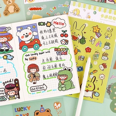 Bộ 6 Tờ Sticker Cắt Dán Hoạt Hình Thú Cưng Dễ Thương