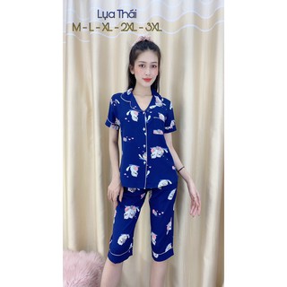 Sét Đồ Bộ Pizama lụa thái loại 1 quần lửng (kèm ảnh chụp thật)