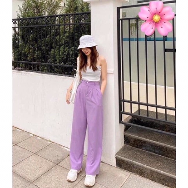 Quần dáng suông tím