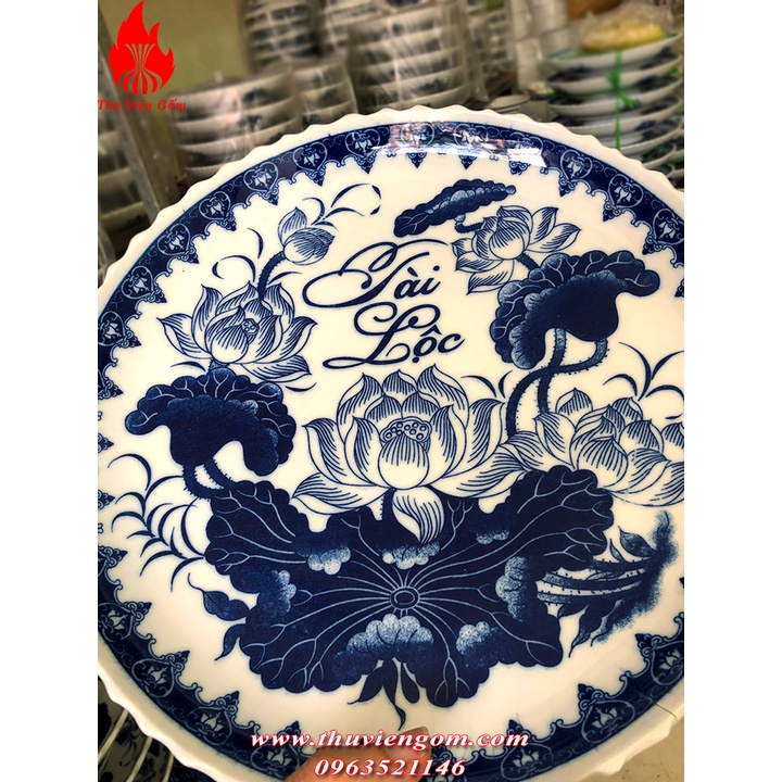 Mâm bồng & Đĩa vẽ sen chuẩn Bát Tràng