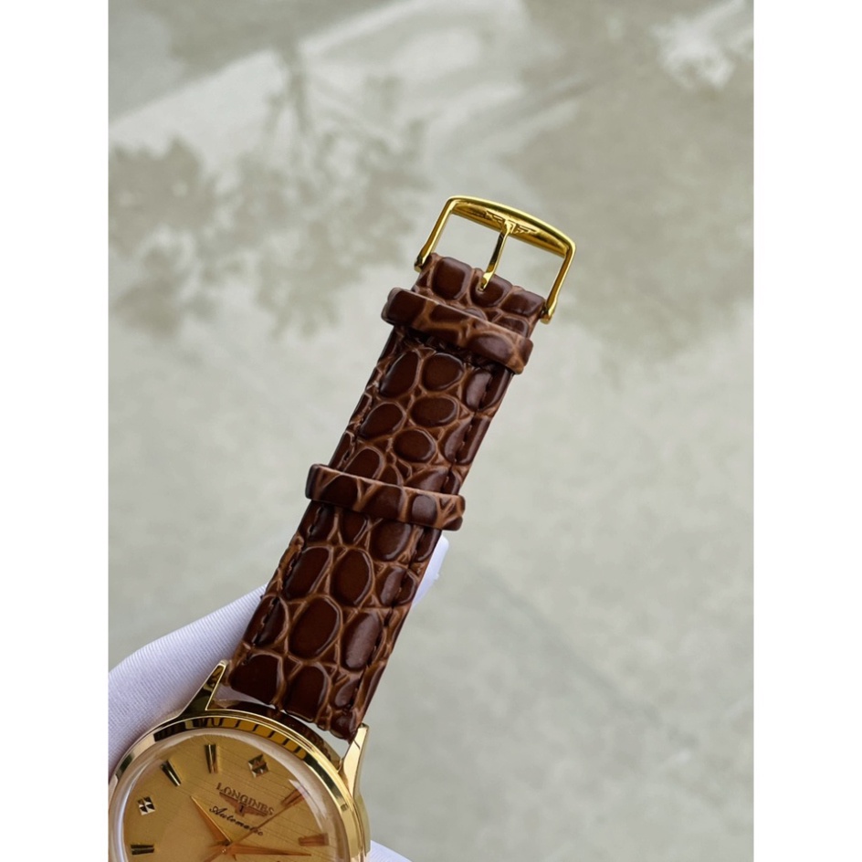 Đồng Hồ Longines Nam Máy Quartz Size 41mm Dây Da Màu Vàng Có Lịch Ngày - Chống Nước 3 ATM