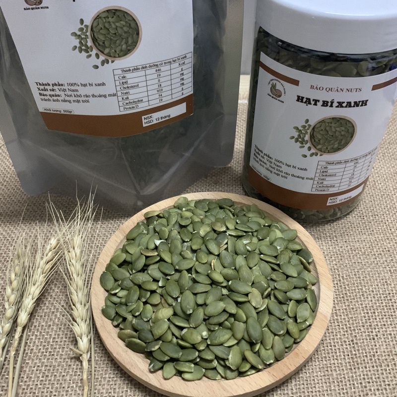 Hộp 500gr - Hạt bí xanh sấy nguyên vị và sống