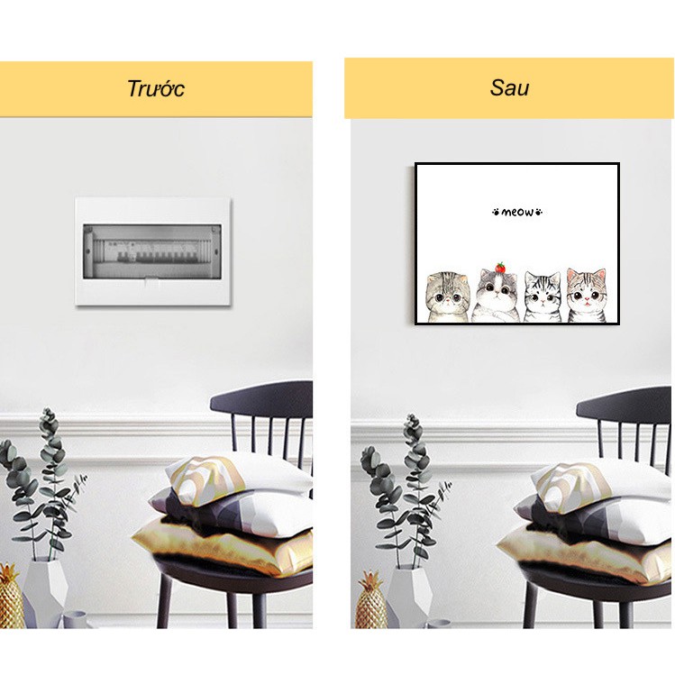 [Giá Sỉ] Tranh treo tường canvas che tủ điện aptomat hộp cầu giao, che vết nứt trang trí nhà đẹp