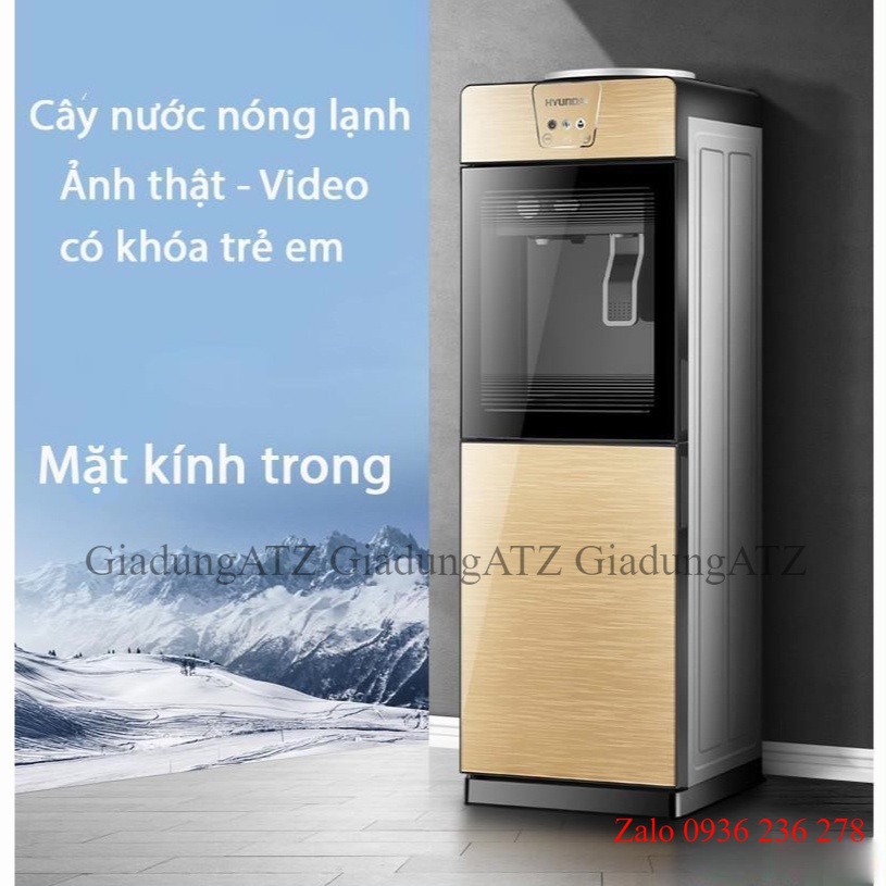 Cây nước nóng lạnh Huyndai mẫu mới nhất mặt kính trong , cây nóng lạnh 2 chiều