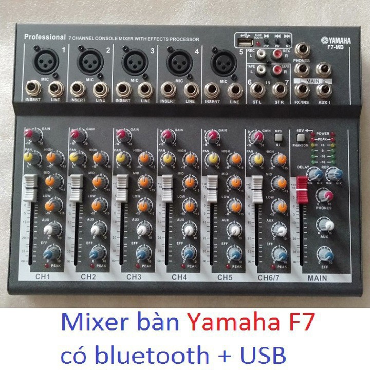 Mixer YAMAHA F7-MB có bluetooth , Chống hú tuyệt đối ,Chất âm hay cho giàn nhạc gia đình