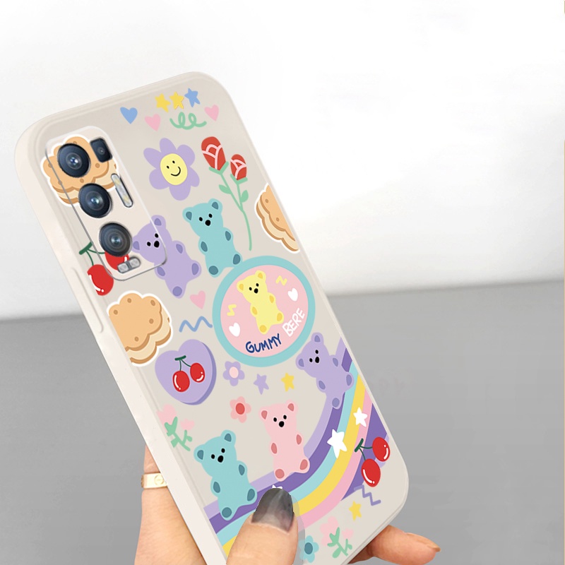 Ốp điện thoại silicon mềm viền vuông in hình gấu hoạt hình cho OPPO Reno6 Z 5G 5 Pro 4 4G 3 Reno2 Z F