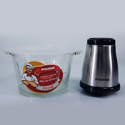 [Chính hãng] Máy xay thịt 300W Povena PVN-3212 với cối thủy tinh 2L và lưỡi dao 2 tầng xay nhuyễn thịt cá nhanh