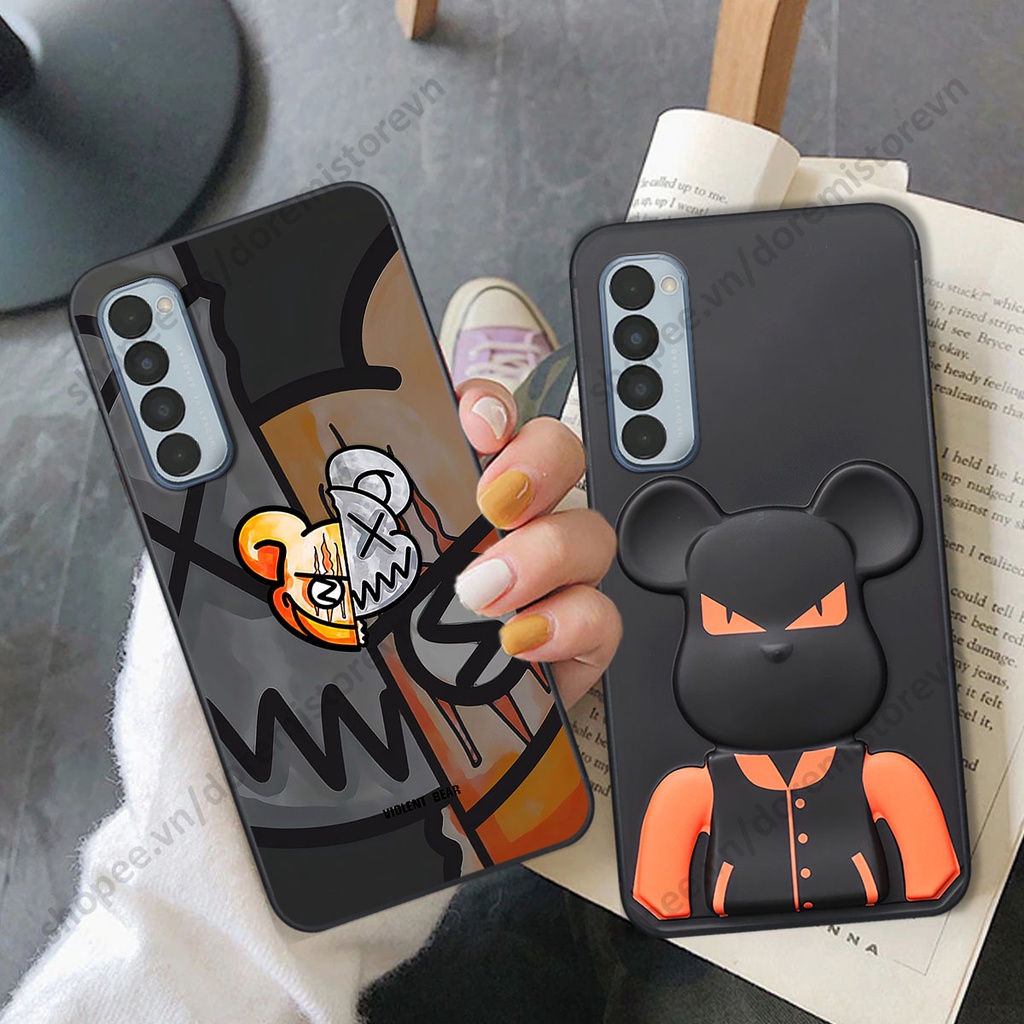 Ốp lưng Oppo Reno4 / Reno4 Pro / Reno 4 hình kaws, kith, bear brick nổi 3D phong cách độc đáo