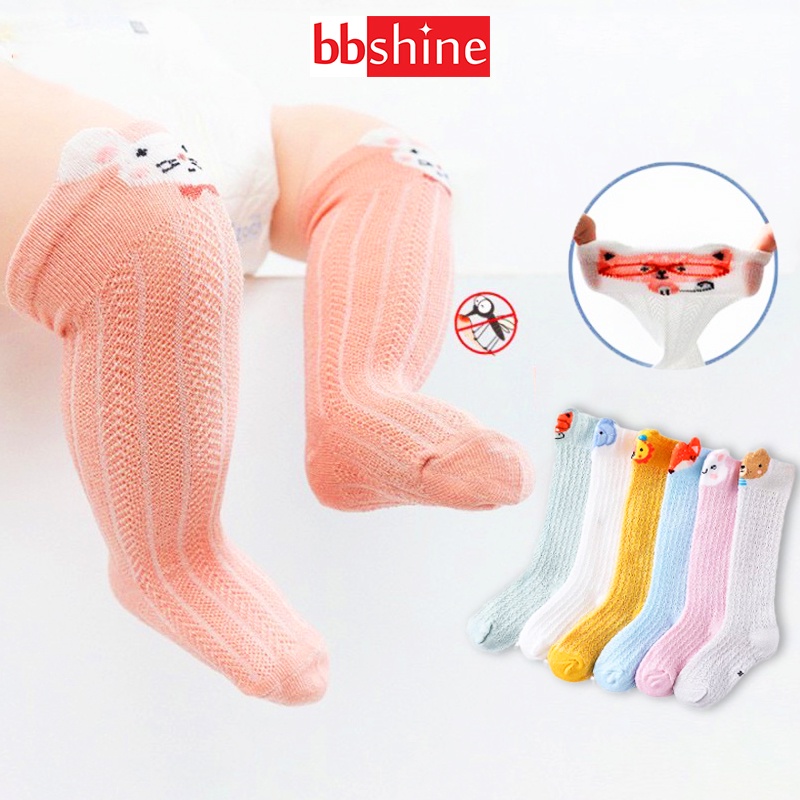 Tất cho bé gái và bé trai 0-3 tuổi chống muỗi BBShine, Tất cao cổ cho bé chống trơn trượt hình thú đủ màu sắc - T019