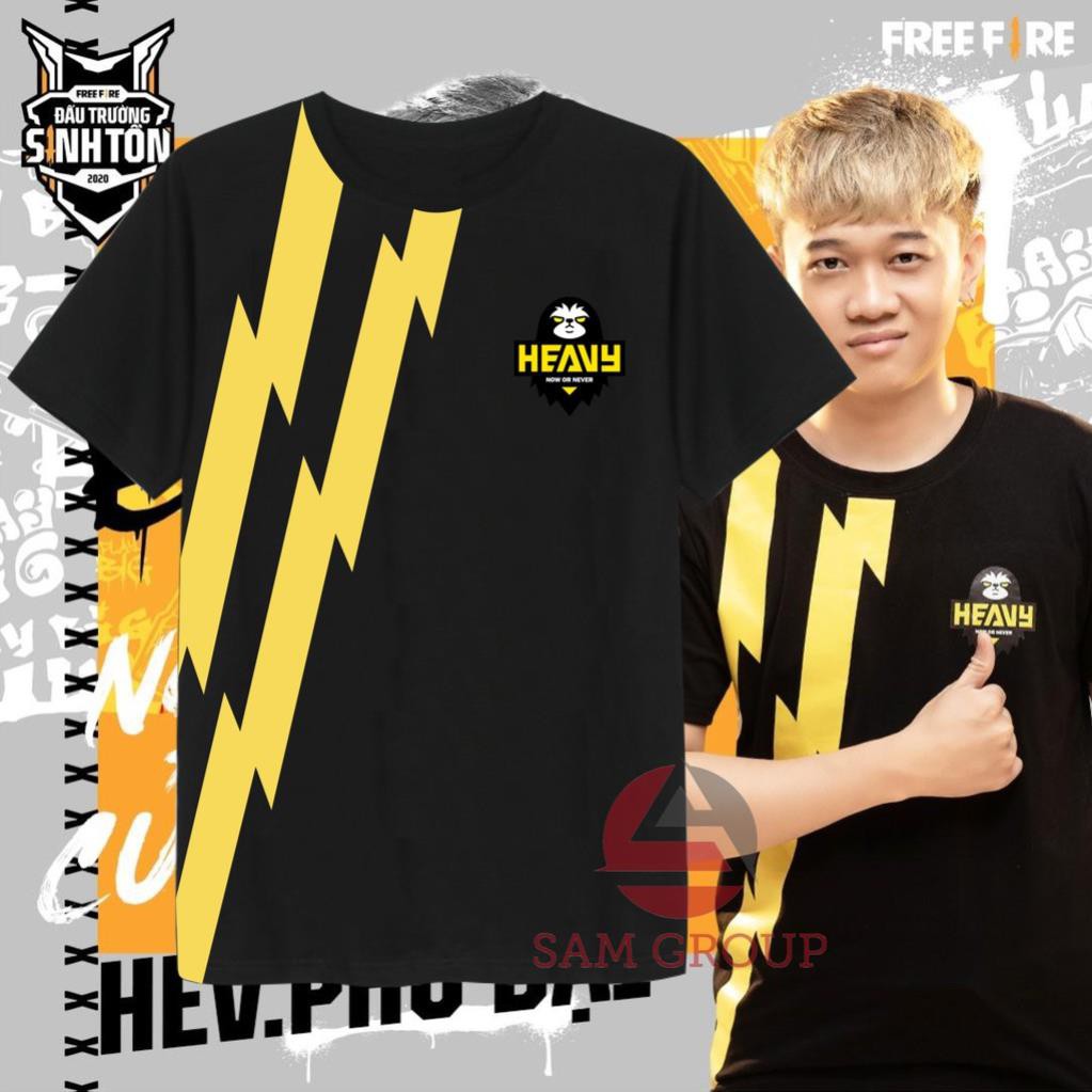 Áo Free Fire  Màu Đen In 3D Đội Tuyển HEAVY