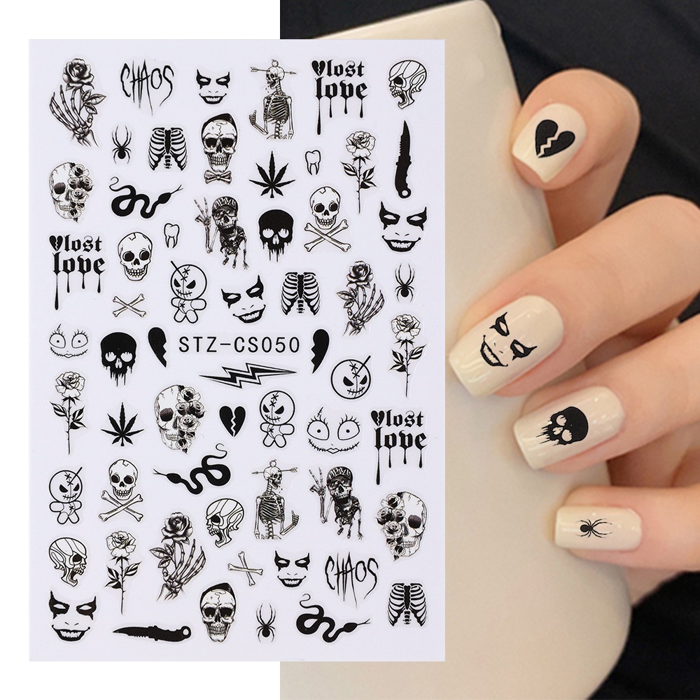 Đề Can 5D Chống Nước Tự Dính Họa Tiết Halloween Dễ Thương Trang Trí Móng Tay