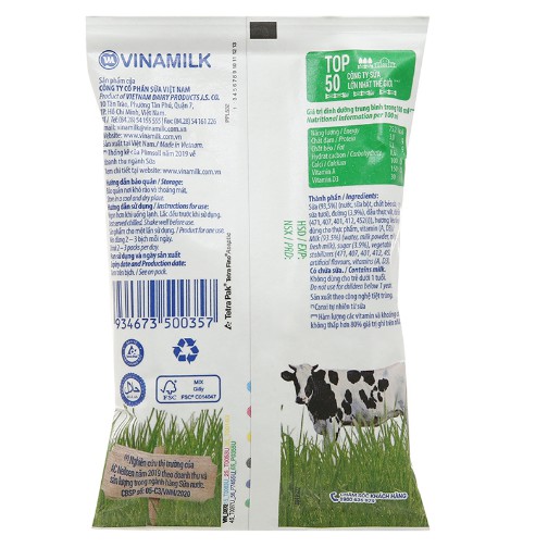 Thùng 48 bịch sữa dinh dưỡng Vinamilk 220ml