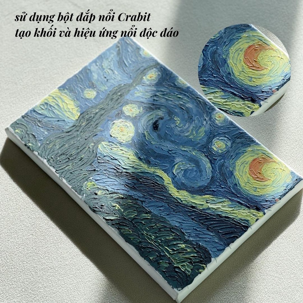 Bộ tranh canvas đắp nổi Van Gogh bộ dụng cụ vẽ và tranh vẽ sẵn Crabit Artscape The Van Gogh Series