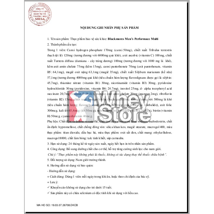 Viên Uống Hỗ Trợ Sức Khỏe Nam Giới Blackmores Multivitamin for men 50 Viên