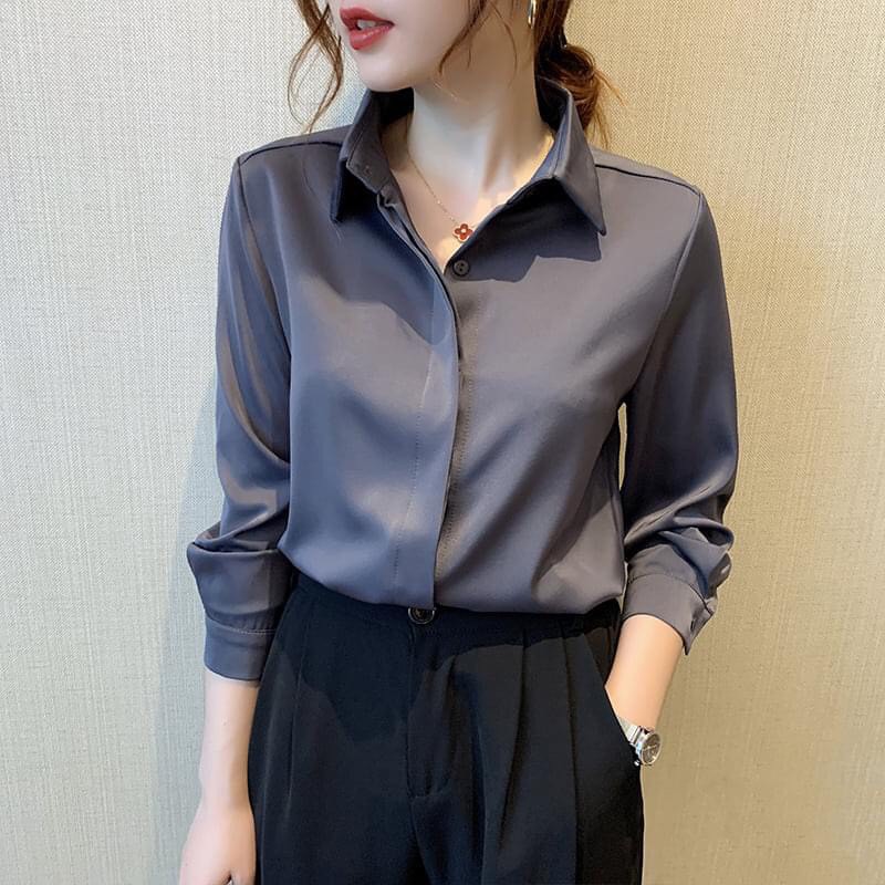 Áo sơ mi nữ cổ Đức chất liệu lụa nhật BlyFashion SM202T thời trang công sở cao cấp Thanh lịch Sang trọng