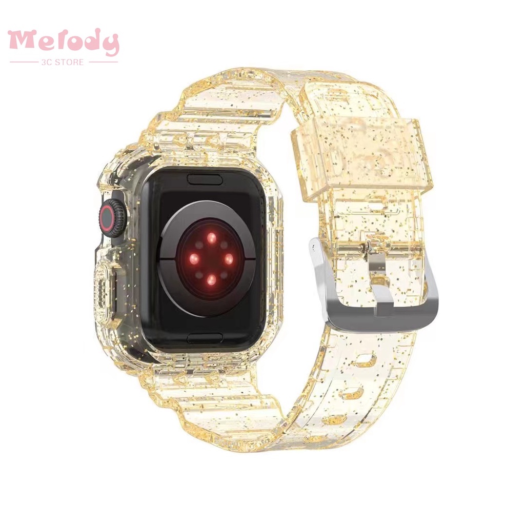 Dây Đeo Trong Suốt Lấp Lánh Cho Đồng Hồ Thông Minh iwatch 45 / 44 / 42 / 41 / 40 / 38mm Series 7 / 6 / SE / 5 / 4