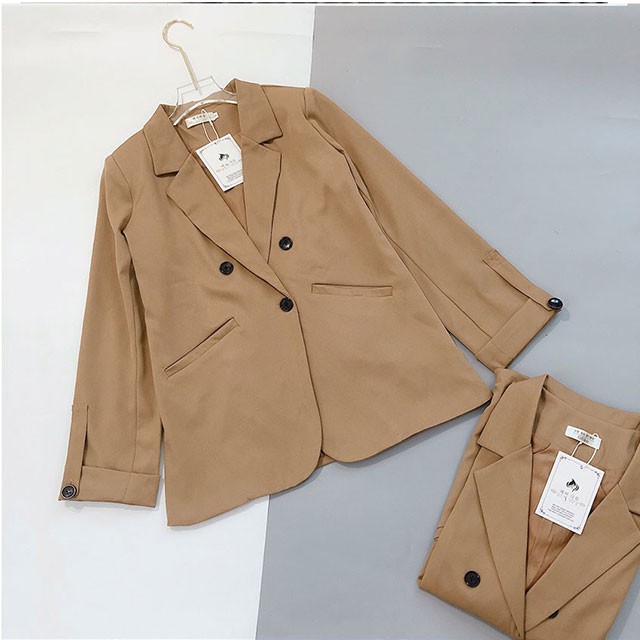 [HÀNG LOẠI 1] Áo vest blazer nữ màu nâu tây hai lớp chất trượt thái dư xịn (Thời trang công sở VIP) (Cam kết hàng y hình