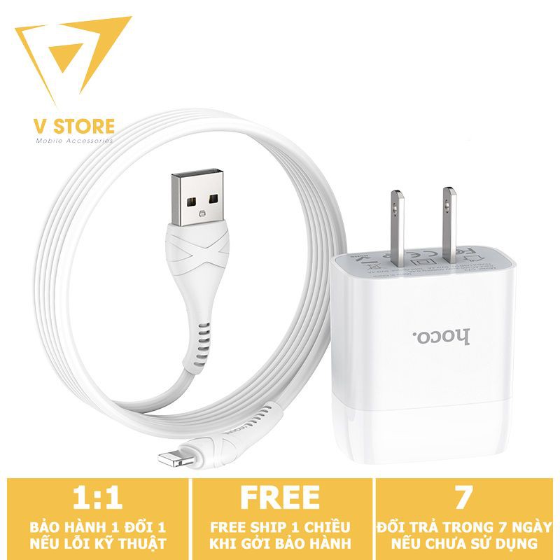 Bộ sạc nhanh iphone android 2 cổng usb kèm dây lightning micro usb type c hoco c73 c72q 18w qc3.0 1m hoco đà nẵng