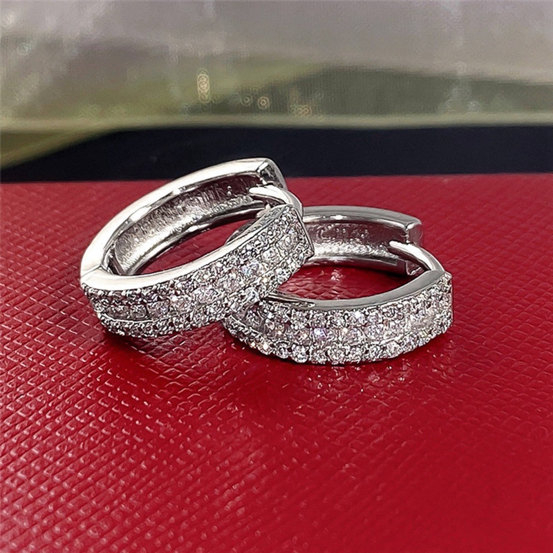 Đôi Khuyên Tai Tròn Đính Đá CZ Thời Trang Cho Nữ