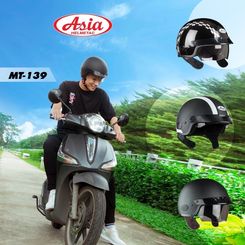 MẪU MỚI 2023 NÂNG CẤP THÊM ỐP TAI Mũ nón bảo hiểm kính âm ASIA MT139 MT-139 M139 chính hãng cao cấp nam nữ giá rẻ