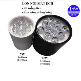 Đèn lon nổi 7w vỏ đen, trắng