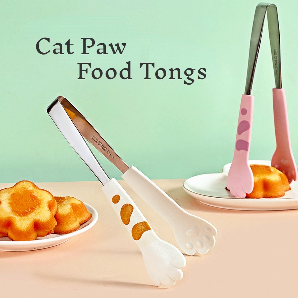 Kẹp Gắp Thức Ăn Cách Nhiệt Bằng Thép Không Gỉ Hình Chân Mèo Dễ Thương