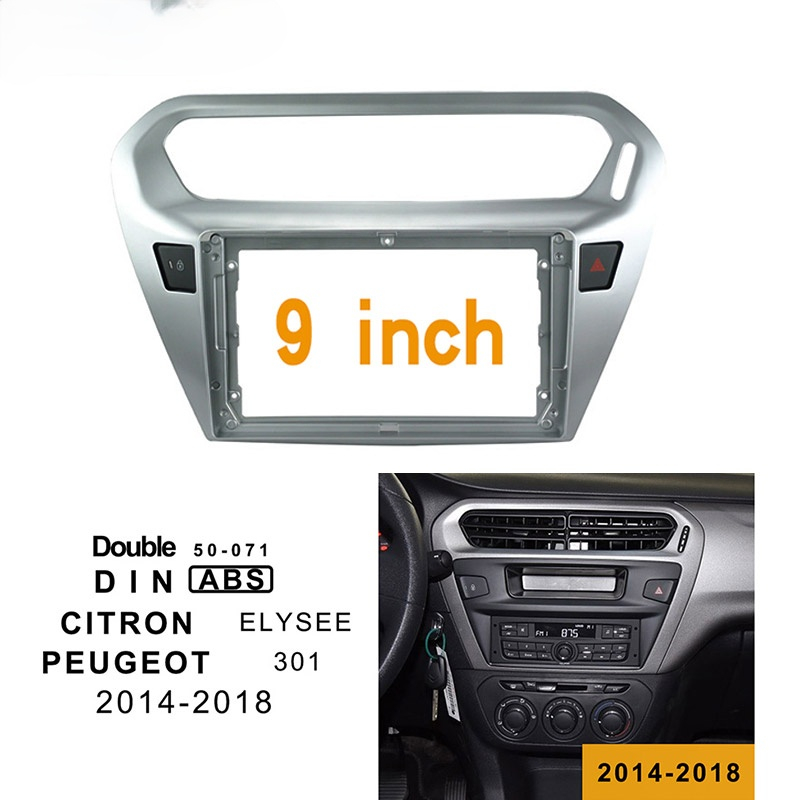 PEUGEOT Khung Viền Màn Hình Dvd 9 Inch 2din Cho Citroen Slysee 2014-2018