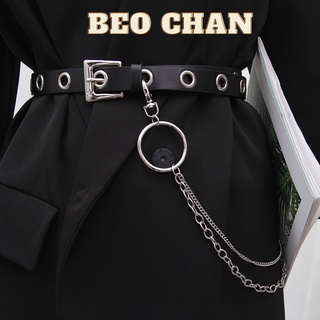 Thắt lưng da nam nữ dây nịt chain xích - thắt lưng unisex 2 hàng khoen chain xích dây xích treo quần - beo chan