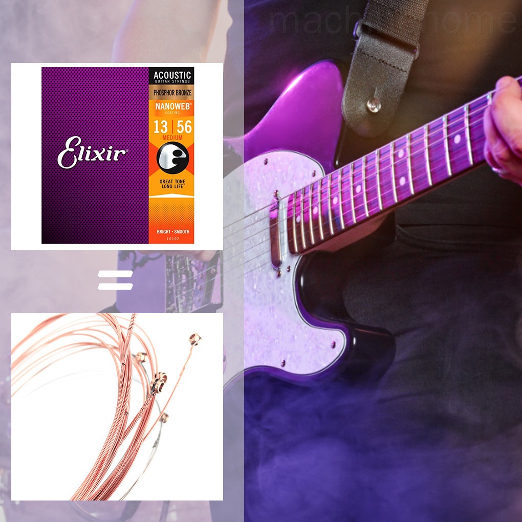 Set 6 dây đàn guitar siêu nhẹ chống ăn mòn cho Elixir 16102 13-56