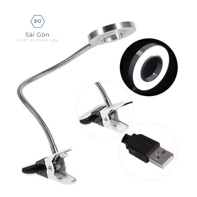 Đèn led mini kẹp bàn nối mi, đèn led kẹp bàn làm nail
