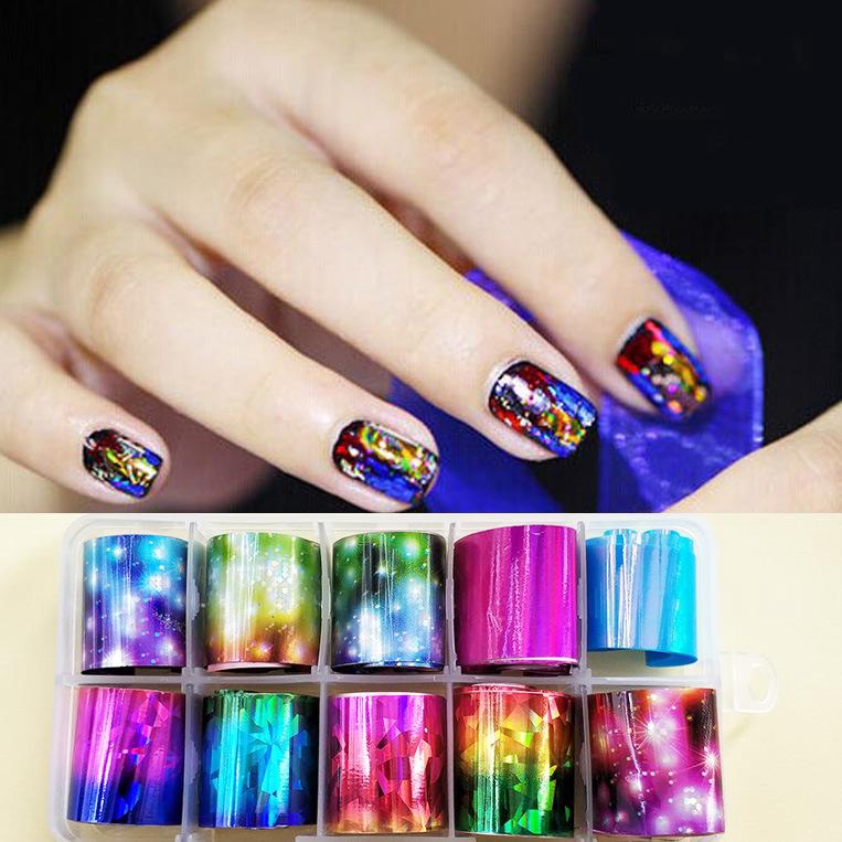 Hộp 10 Cuộn Decal Dán Móng Tay Nhiều Màu Sắc dành cho nail