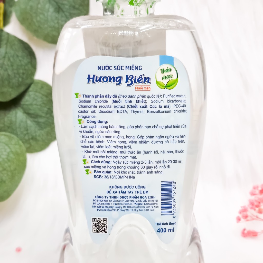 [CHÍNH HÃNG] - Nước Súc Miệng Hương Biển 400ml Sạch Mảng Bám, Ngừa Sâu Răng