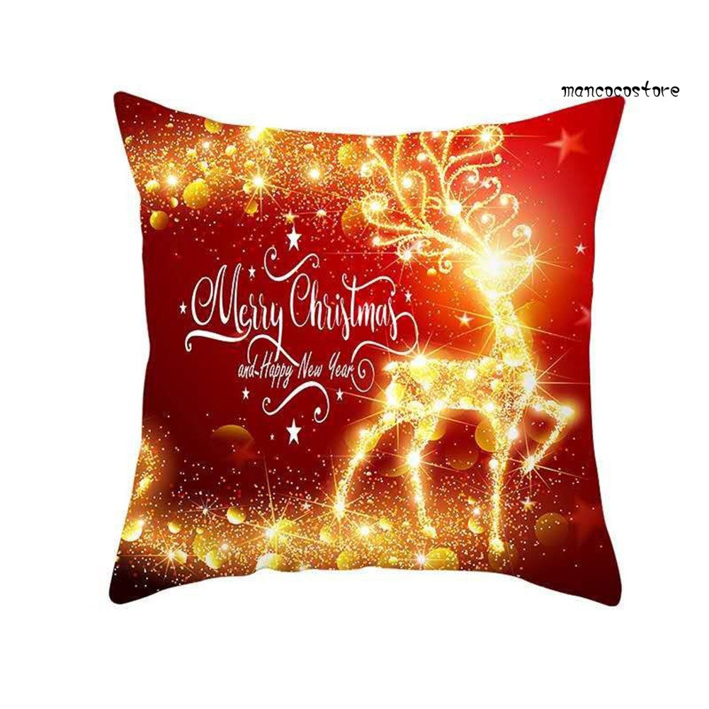 Vỏ Gối Màu Đỏ In Hình Ông Già Noel Trang Trí Giáng Sinh