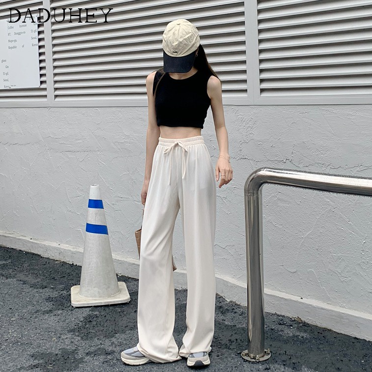 DaDuHey💕 Summer thin Korean version high waist and thin wide leg pants loose mopping pants fashion casual women's pants