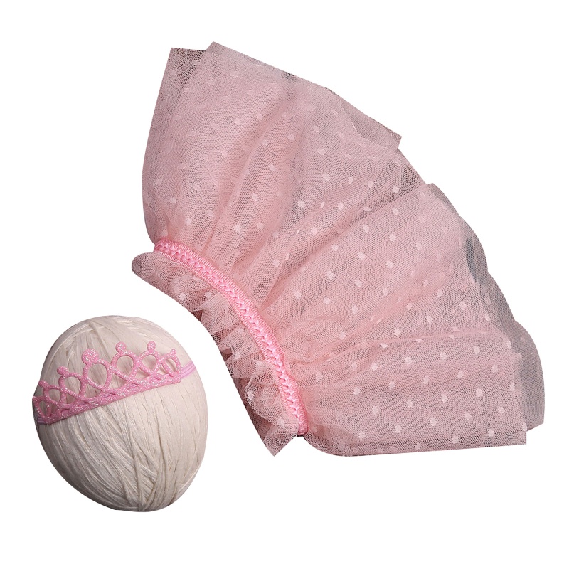 Set Đồ 2 Món Gồm Áo Lưới Tutu Hai Lớp + Váy + Băng Cài Đầu Hình Vương Miện