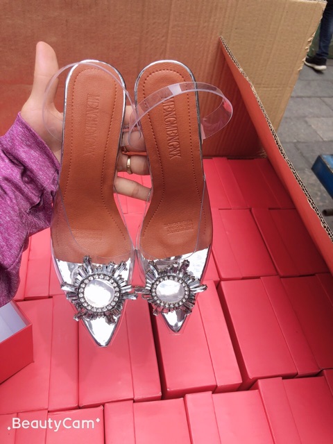 Giày cao gót mika hoa mặt trời 8p hàng qc fullbox