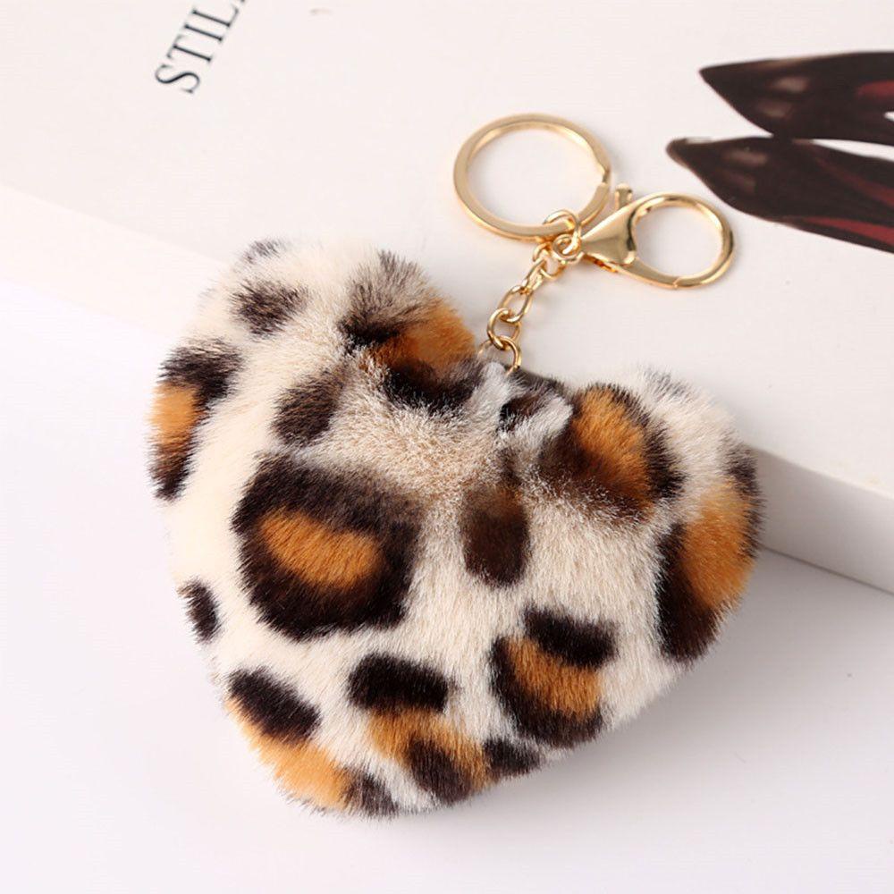 MAYSHOW Móc Khóa Hình Trái Tim 9-10cm Màu Vàng Phối Lông Xinh Xắn